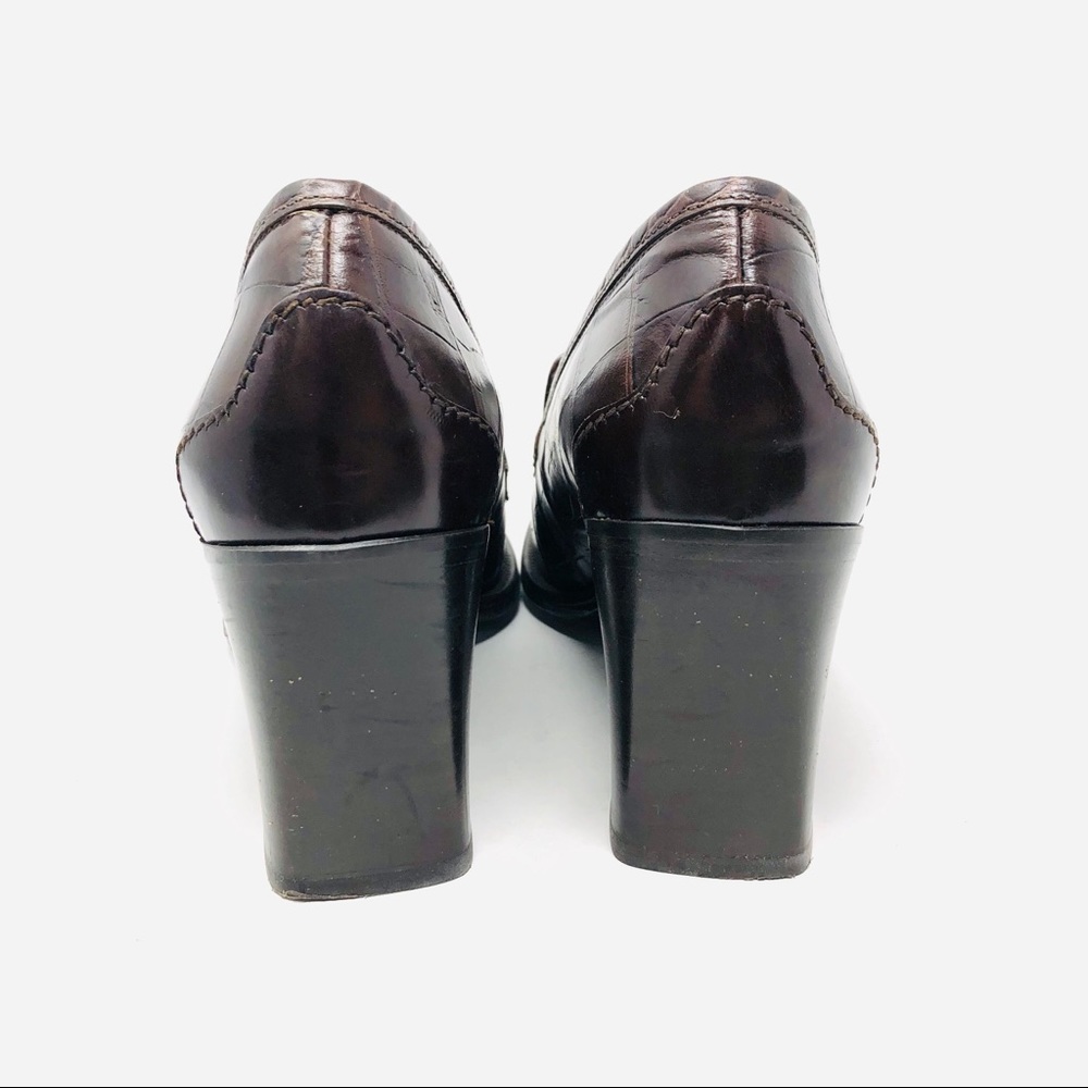 KENNETH COLE brown heeled leather loafers, made in Italy, size 8.5 - Picture 5 of 7
